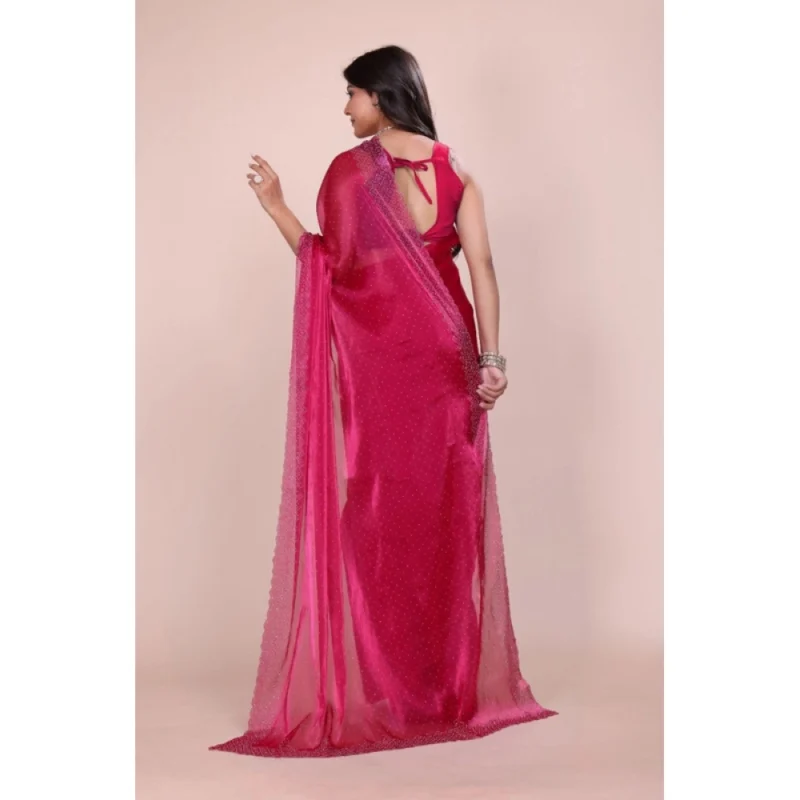 BSB178-SAZYYYmych-2-Red-Other1-1000x1000-1.webp Generic Women's Jimmy choo Embellished Bollywood Saree With Unstitched Blouse 5.5Mtr (Red)