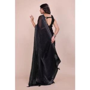 BSB178-SAZYYYmych-3-Blk-Other1-1000x1000-1.webp Generic Women's Jimmy choo Embellished Bollywood Saree With Unstitched Blouse 5.5Mtr (Black)