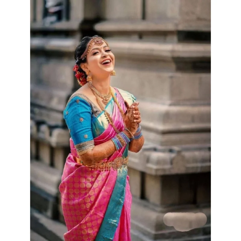 BSB233-SASYYYH-4014-PINK-Other1-1000x1000-1.webp Generic Women's Litchi silk Printed Saree With Unstitched Blouse (Pink)