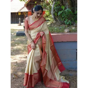 BSB233-SASYYYH-4016-BEIGE-Other2-1000x1000-1.webp Generic Women's Litchi silk Printed Saree With Unstitched Blouse (Beige)