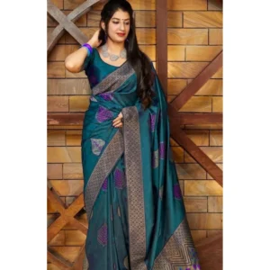 BSB233-SASYYYH-4027-RAMA-Other1-1000x1000-1.webp Generic Women's Litchi silk Printed Saree With Unstitched Blouse (Rama Blue)