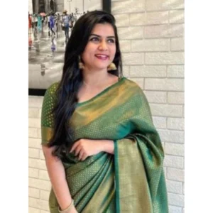 BSB233-SASYYYH-4043-GREEN-Other1-1000x1000-1.webp Generic Women's Litchi silk Printed Saree With Unstitched Blouse (Green)
