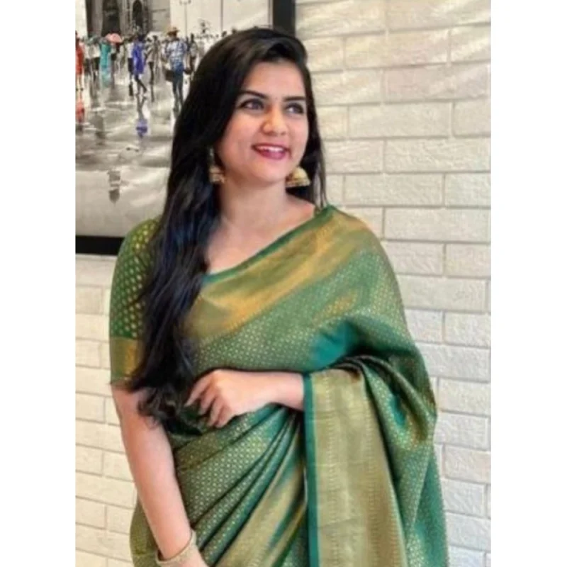 BSB233-SASYYYH-4043-GREEN-Other1-1000x1000-1.webp Generic Women's Litchi silk Printed Saree With Unstitched Blouse (Green)