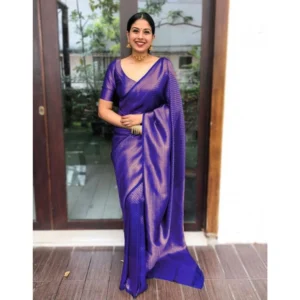 BSB233-SASYYYH-4043-PUR-Main-1000x1000-1.webp Generic Women's Litchi silk Printed Saree With Unstitched Blouse (Purple)