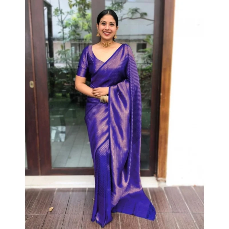 BSB233-SASYYYH-4043-PUR-Main-1000x1000-1.webp Generic Women's Litchi silk Printed Saree With Unstitched Blouse (Purple)