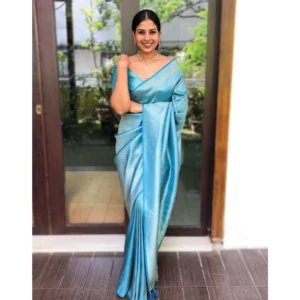 BSB233-SASYYYH-4049-SKYBLUE-Other1-1000x1000-1.webp Generic Women's Litchi silk Printed Saree With Unstitched Blouse (Sky Blue)