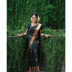 BSB233-SASYYYH-4066-GREEN-Other1-1000x1000-1.webp Generic Women's Litchi silk Printed Saree With Unstitched Blouse (Green)