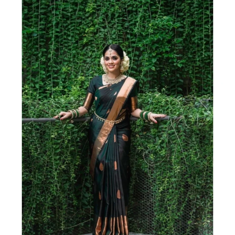 BSB233-SASYYYH-4066-GREEN-Other1-1000x1000-1.webp Generic Women's Litchi silk Printed Saree With Unstitched Blouse (Green)