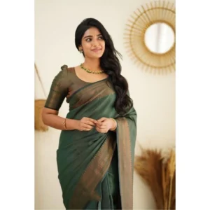 BSB233-SASYYYH-4068-GREEN-Other3-1000x1000-1.webp Generic Women's Litchi silk Printed Saree With Unstitched Blouse (Green)