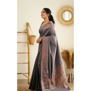 BSB233-SASYYYH-4068-GREY-Other1-1000x1000-1.webp Generic Women's Litchi silk Printed Saree With Unstitched Blouse (Grey)