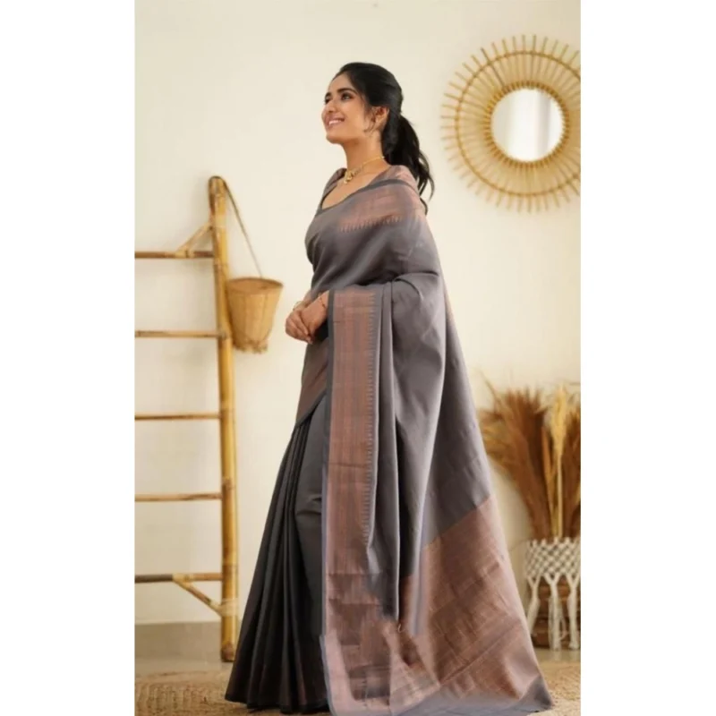 BSB233-SASYYYH-4068-GREY-Other1-1000x1000-1.webp Generic Women's Litchi silk Printed Saree With Unstitched Blouse (Grey)