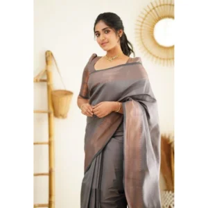 BSB233-SASYYYH-4068-GREY-Other2-1000x1000-1.webp Generic Women's Litchi silk Printed Saree With Unstitched Blouse (Grey)