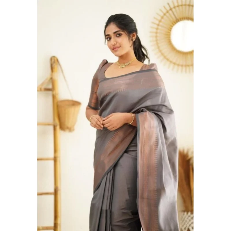 BSB233-SASYYYH-4068-GREY-Other2-1000x1000-1.webp Generic Women's Litchi silk Printed Saree With Unstitched Blouse (Grey)