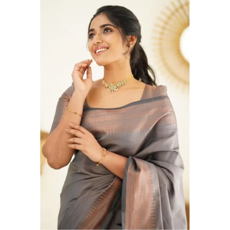 BSB233-SASYYYH-4068-GREY-Other3-1000x1000-1.webp Generic Women's Litchi silk Printed Saree With Unstitched Blouse (Grey)
