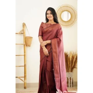 BSB233-SASYYYH-4068-MAROON-Main-1000x1000-1.webp Generic Women's Litchi silk Printed Saree With Unstitched Blouse (Maroon)