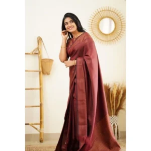 BSB233-SASYYYH-4068-MAROON-Other1-1000x1000-1.webp Generic Women's Litchi silk Printed Saree With Unstitched Blouse (Maroon)