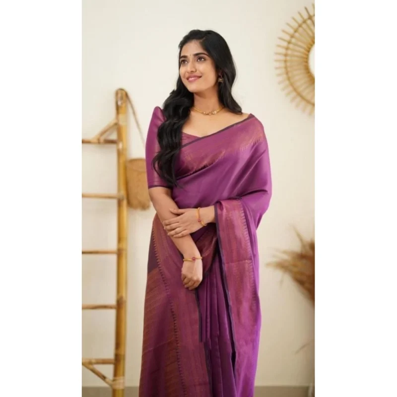 BSB233-SASYYYH-4068-PUR-Other2-1000x1000-1.webp Generic Women's Litchi silk Printed Saree With Unstitched Blouse (Purple)