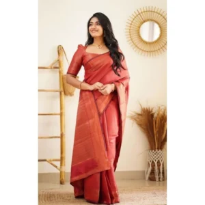 BSB233-SASYYYH-4068-RED-Other2-1000x1000-1.webp Generic Women's Litchi silk Printed Saree With Unstitched Blouse (Red)