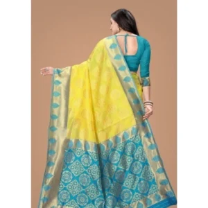 BSB233-SASYYYH-4069-YELLOW-Other2-1000x1000-1.webp Generic Women's Litchi silk Printed Saree With Unstitched Blouse (Yellow)