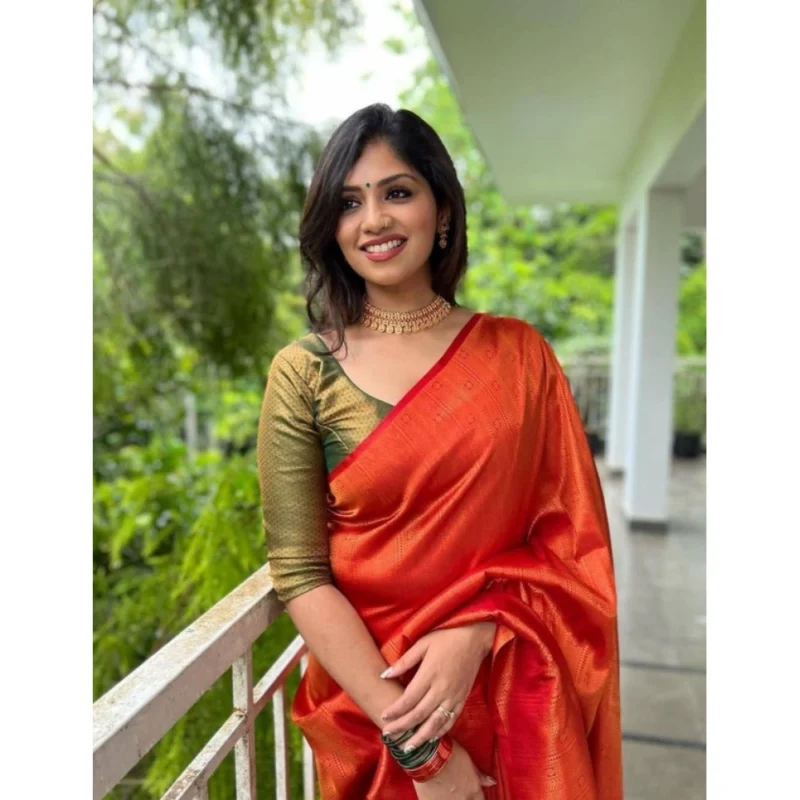 BSB233-SASYYYH-4084-RED-Other1-1000x1000-1.webp Generic Women's Litchi silk Printed Saree With Unstitched Blouse (Red)