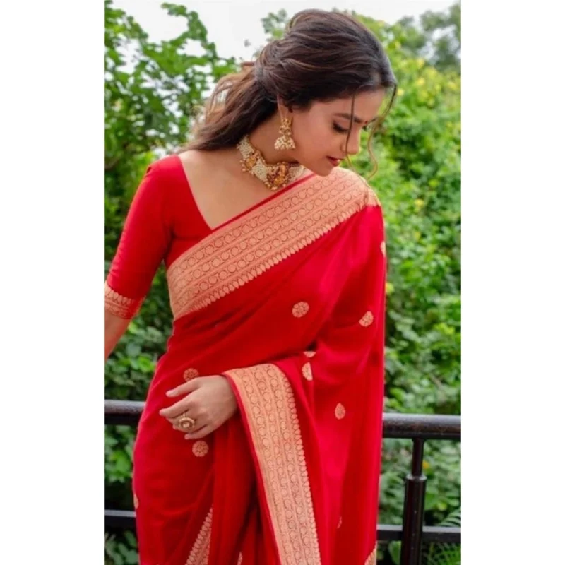 BSB233-SASYYYH-4089-RED-Other1-1000x1000-1.webp Generic Women's Litchi silk Printed Saree With Unstitched Blouse (Red)