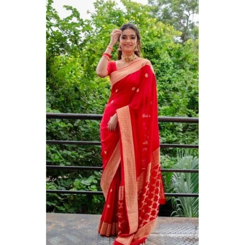 BSB233-SASYYYH-4089-RED-Other2-1000x1000-1.webp Generic Women's Litchi silk Printed Saree With Unstitched Blouse (Red)