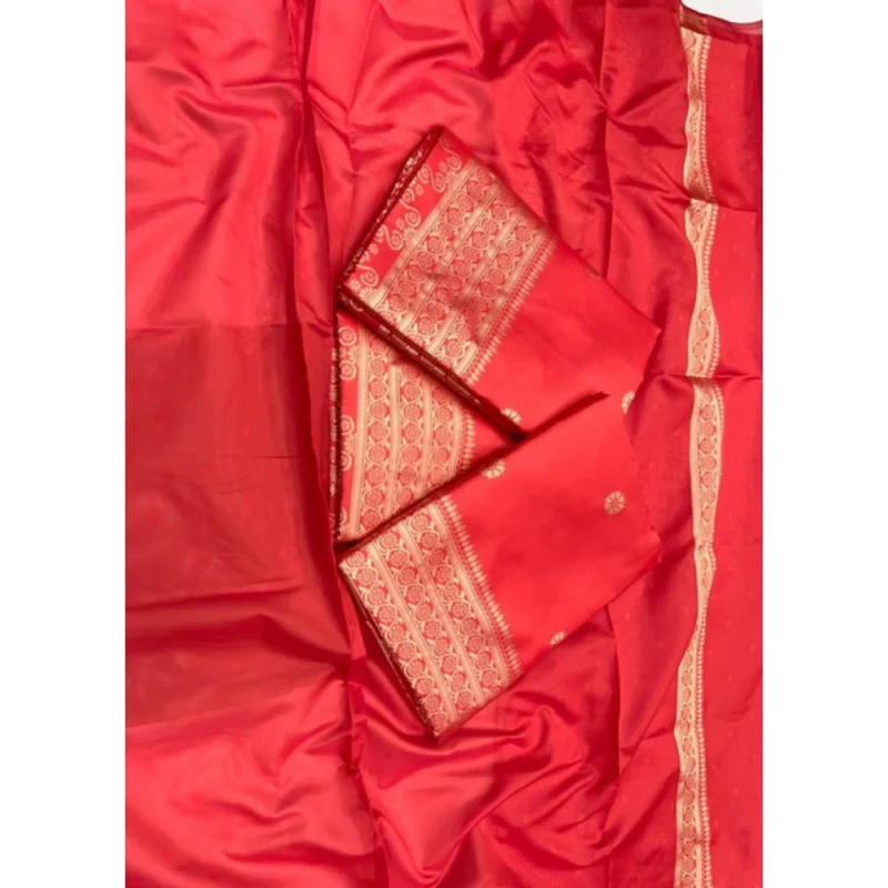 BSB233-SASYYYH-4089-RED-Other3-1000x1000-1.webp Generic Women's Litchi silk Printed Saree With Unstitched Blouse (Red)