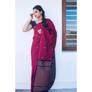 BSB233-SASYYYH-5000-Red-Other1-1000x1000-1.webp Generic Women's Litchi silk Printed Saree With Unstitched Blouse (Red)