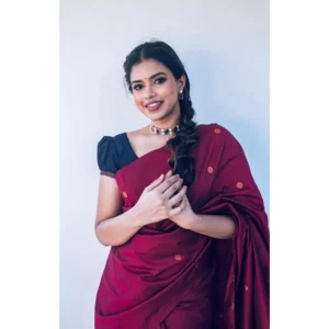 BSB233-SASYYYH-5000-Red-Other2-1000x1000-1.webp Generic Women's Litchi silk Printed Saree With Unstitched Blouse (Red)