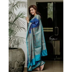 BSB233-SASYYYH-5012-nvyblu-Other1-1000x1000-1.webp Generic Women's Litchi silk Printed Saree With Unstitched Blouse (Navy Blue)