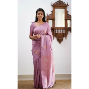 BSB233-SAs-YYYh-5009-lipnk-Main-1000x1000-1.webp Generic Women's Litchi silk Printed Saree With Unstitched Blouse (Light Pink)