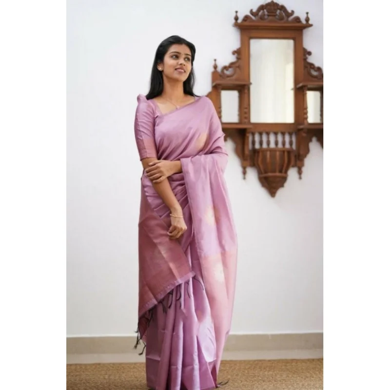 BSB233-SAs-YYYh-5009-lipnk-Other1-1000x1000-1.webp Generic Women's Litchi silk Printed Saree With Unstitched Blouse (Light Pink)