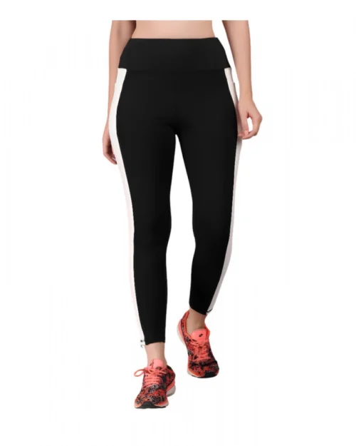 Generic Women's Polyester Solid Ankle length High Waisted Tights (Black)