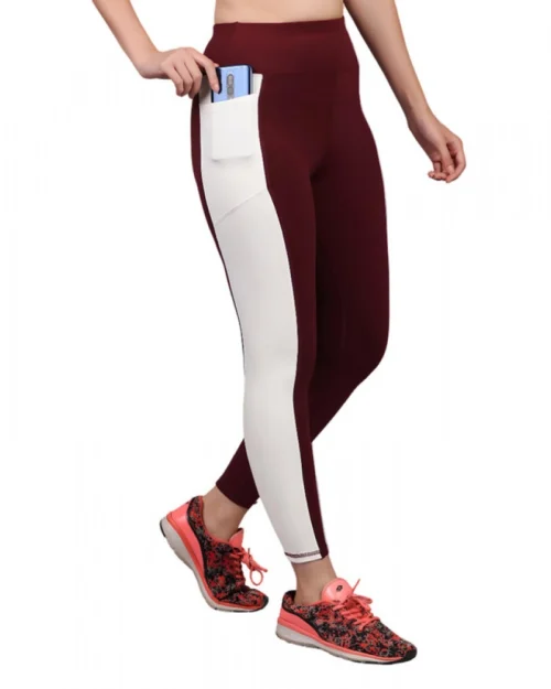 Generic Women's Polyester Solid Ankle length High Waisted Tights (Maroon)