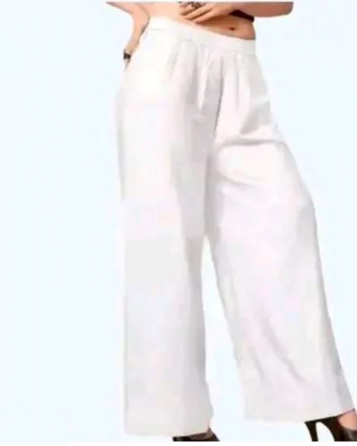 Generic Women's Casual Rayon Solid Ankle Length Palazzo (White, Free Size)