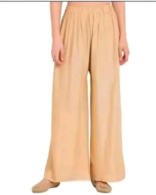 Generic Women's Casual Rayon Solid Ankle Length Palazzo (Golden , Free Size)