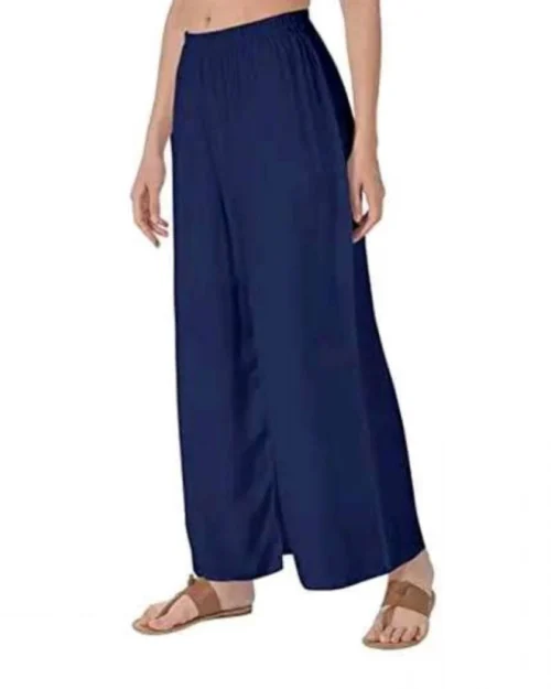 Generic Women's Casual Rayon Solid Ankle Length Palazzo (Navy Blue , Free Size)