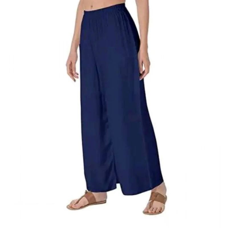 Generic Women's Casual Rayon Solid Ankle Length Palazzo (Navy Blue , Free Size)