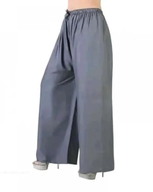 Generic Women's Casual Rayon Solid Ankle Length Palazzo (Grey, Free Size)