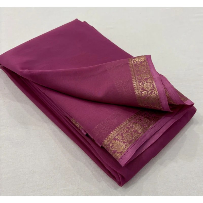 BSB98-SANW1020-Main-1000x1000-1.webp Generic Women's Crepe Chit Pallu Solid Saree With Unstitched Blouse 5.5Mtr (Light Pink)