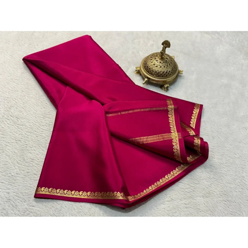 BSB98-SANW1031-Other1-1000x1000-1.webp Generic Women's Crepe Chit Pallu Solid Saree With Unstitched Blouse 5.5Mtr (Pink)