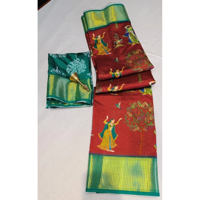 BSB98-SANW1052-Main-1000x1000-1.webp Generic Women's Digital Dolla Silk Printed Saree With Unstitched Blouse 5.5Mtr (Brown)