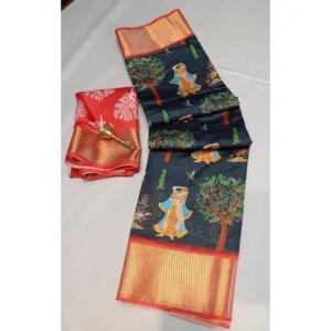 BSB98-SANW1053-Main-1000x1000-1.webp Generic Women's Digital Dolla Silk Printed Saree With Unstitched Blouse 5.5Mtr (Black)