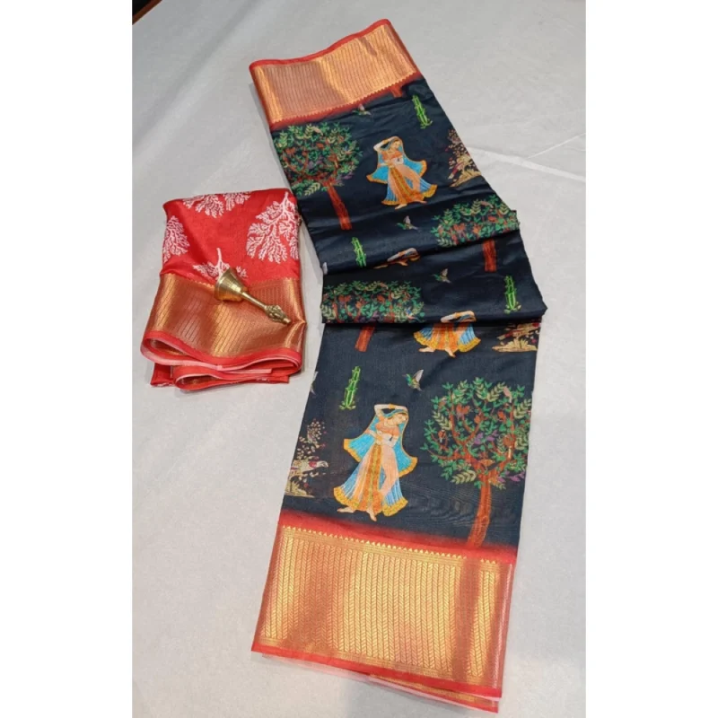 BSB98-SANW1053-Main-1000x1000-1.webp Generic Women's Digital Dolla Silk Printed Saree With Unstitched Blouse 5.5Mtr (Black)