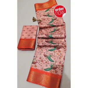 BSB98-SANW1057-Main-1000x1000-1.webp Generic Women's Digital Dolla Silk Printed Saree With Unstitched Blouse 5.5Mtr (Orange)