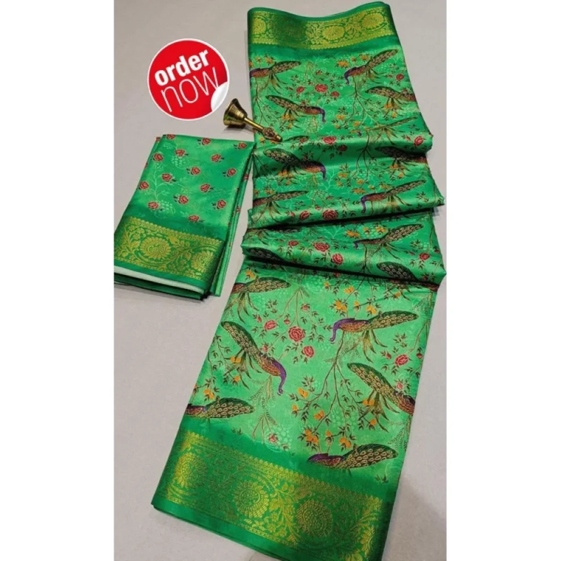 BSB98-SANW1059-Main-1000x1000-1.webp Generic Women's Digital Dolla Silk Printed Saree With Unstitched Blouse 5.5Mtr (Green)