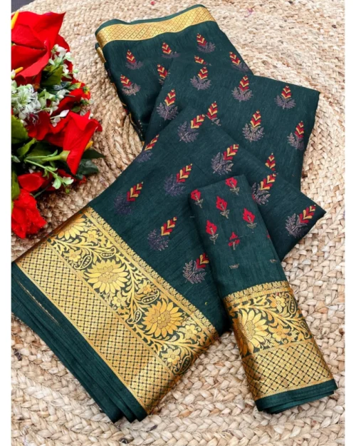 Generic Women's Digital Dolla Silk Printed Saree With Unstitched Blouse 5.5Mtr (Green)