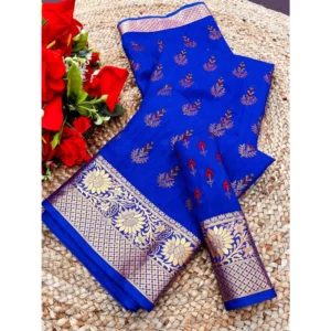 BSB98-SANW1063-Main-1000x1000-1.webp Generic Women's Digital Dolla Silk Printed Saree With Unstitched Blouse 5.5Mtr (Blue)