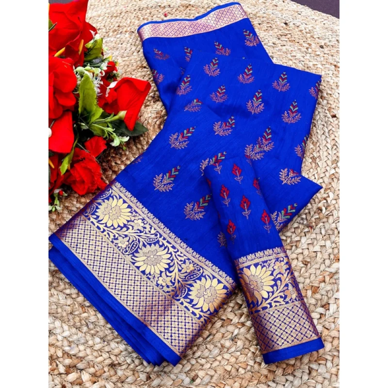 BSB98-SANW1063-Main-1000x1000-1.webp Generic Women's Digital Dolla Silk Printed Saree With Unstitched Blouse 5.5Mtr (Blue)
