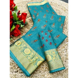 BSB98-SANW1066-Main-1000x1000-1.webp Generic Women's Digital Dolla Silk Printed Saree With Unstitched Blouse 5.5Mtr (Sky Blue)